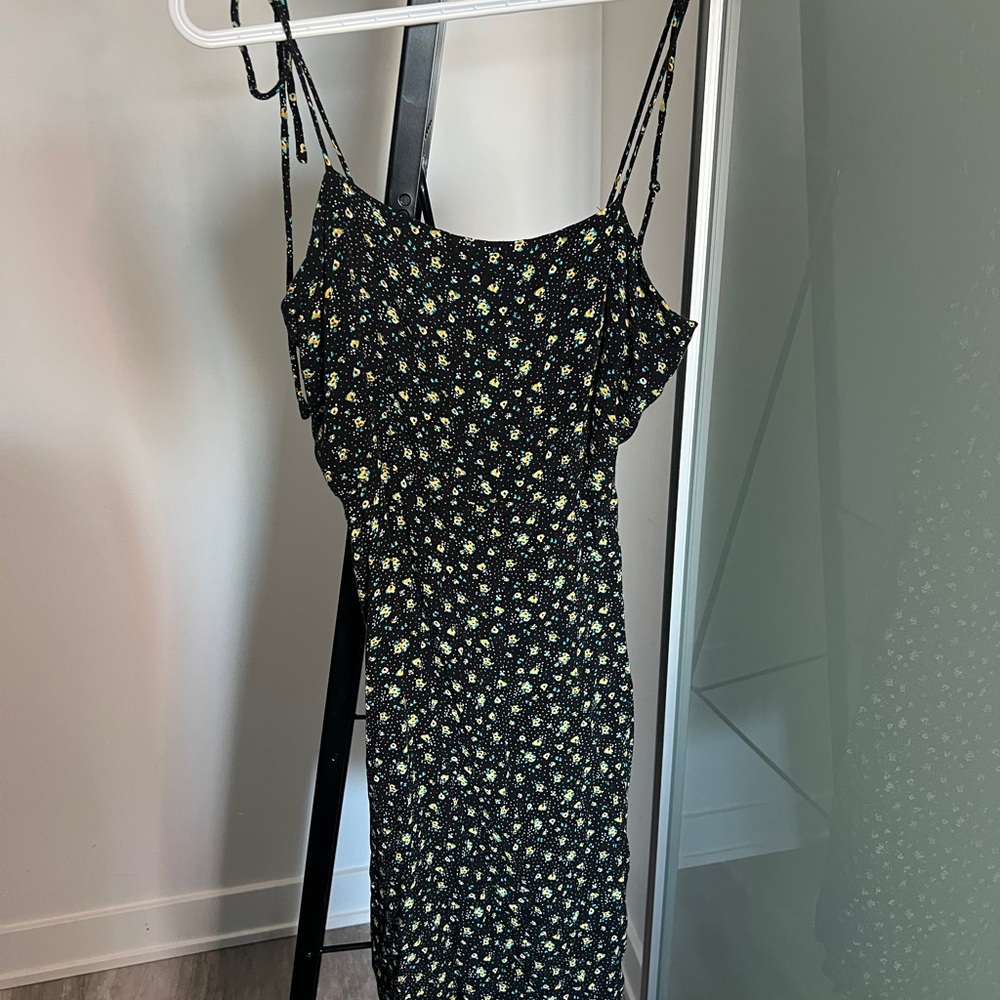 Urban Outfitters Black and White Spaghetti Strap Midi Dress